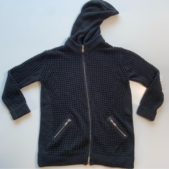 Trovata Jackets & Blazers - Trovata Black Hooded Knit Zip-Up Cardigan